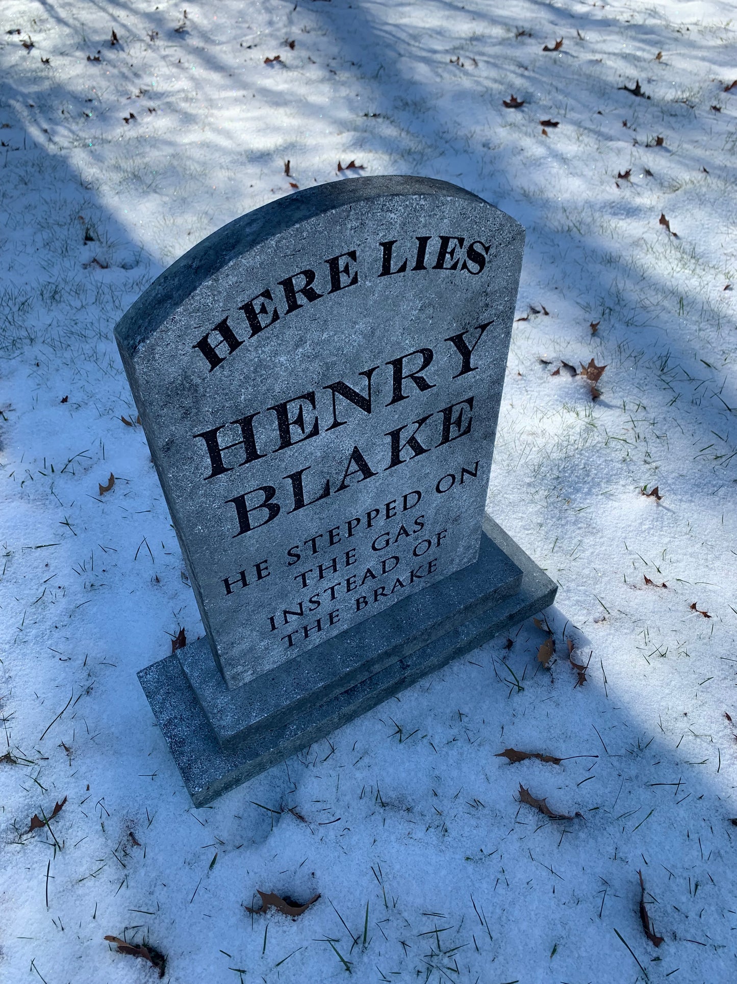 Henry Blake Stepped on the Gas Funny Halloween Tombstone