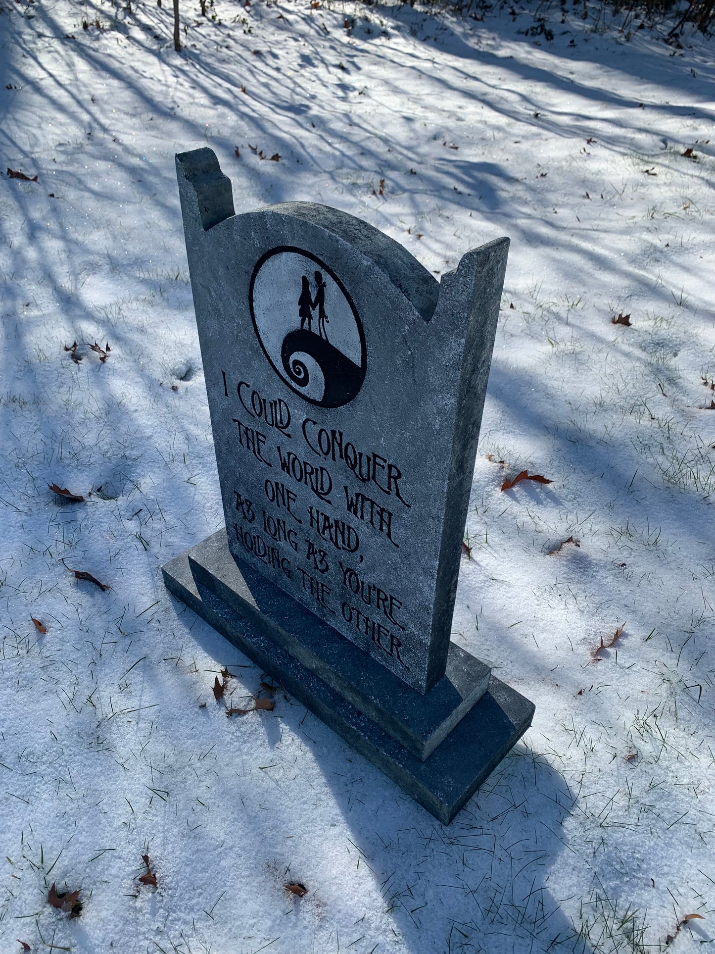 Nightmare Before Christmas Jack and Sally Moon and Poem Halloween Tombstone