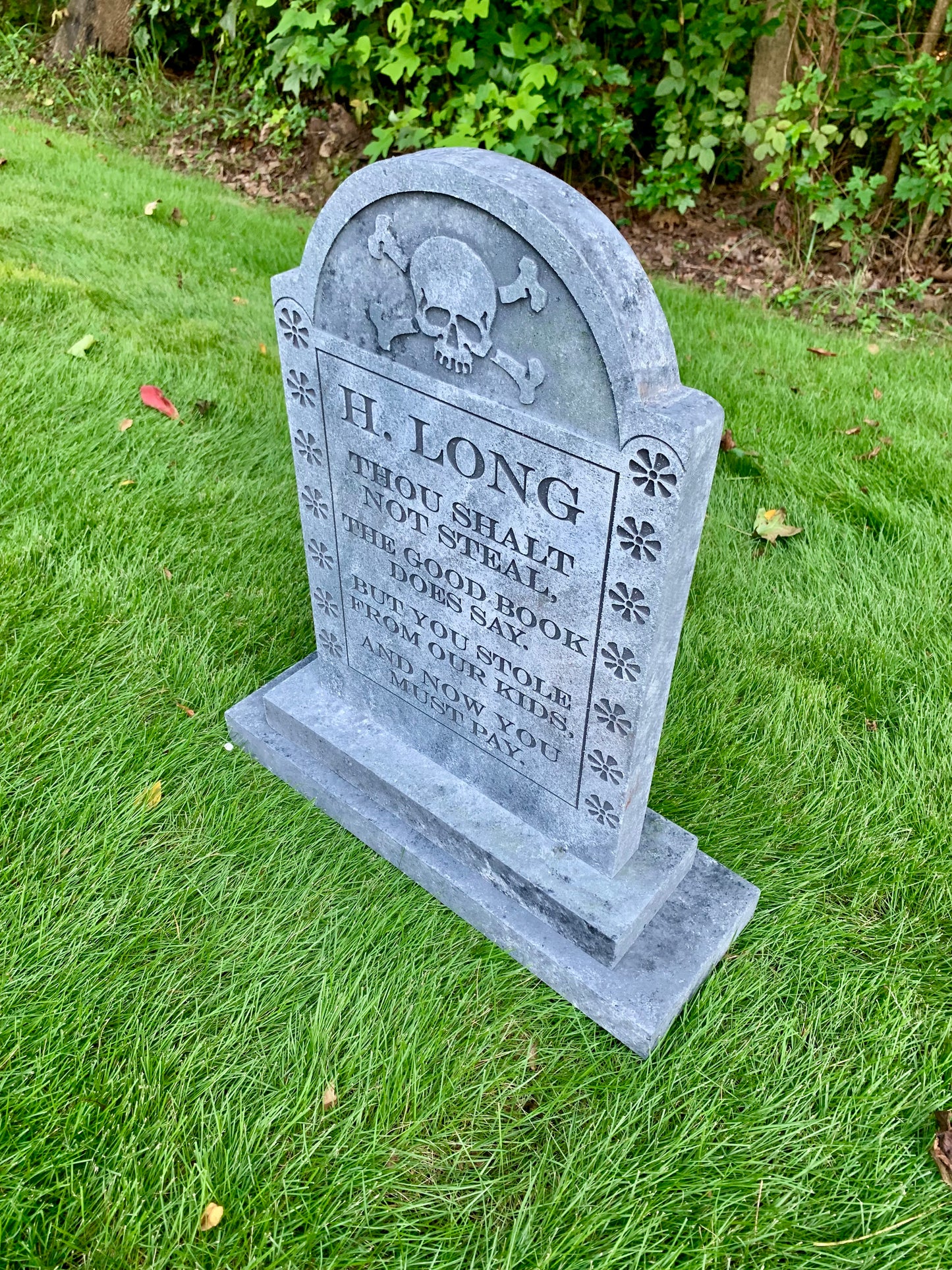 H. Long "Thou Shalt Not Steal" Macabre Tombstone