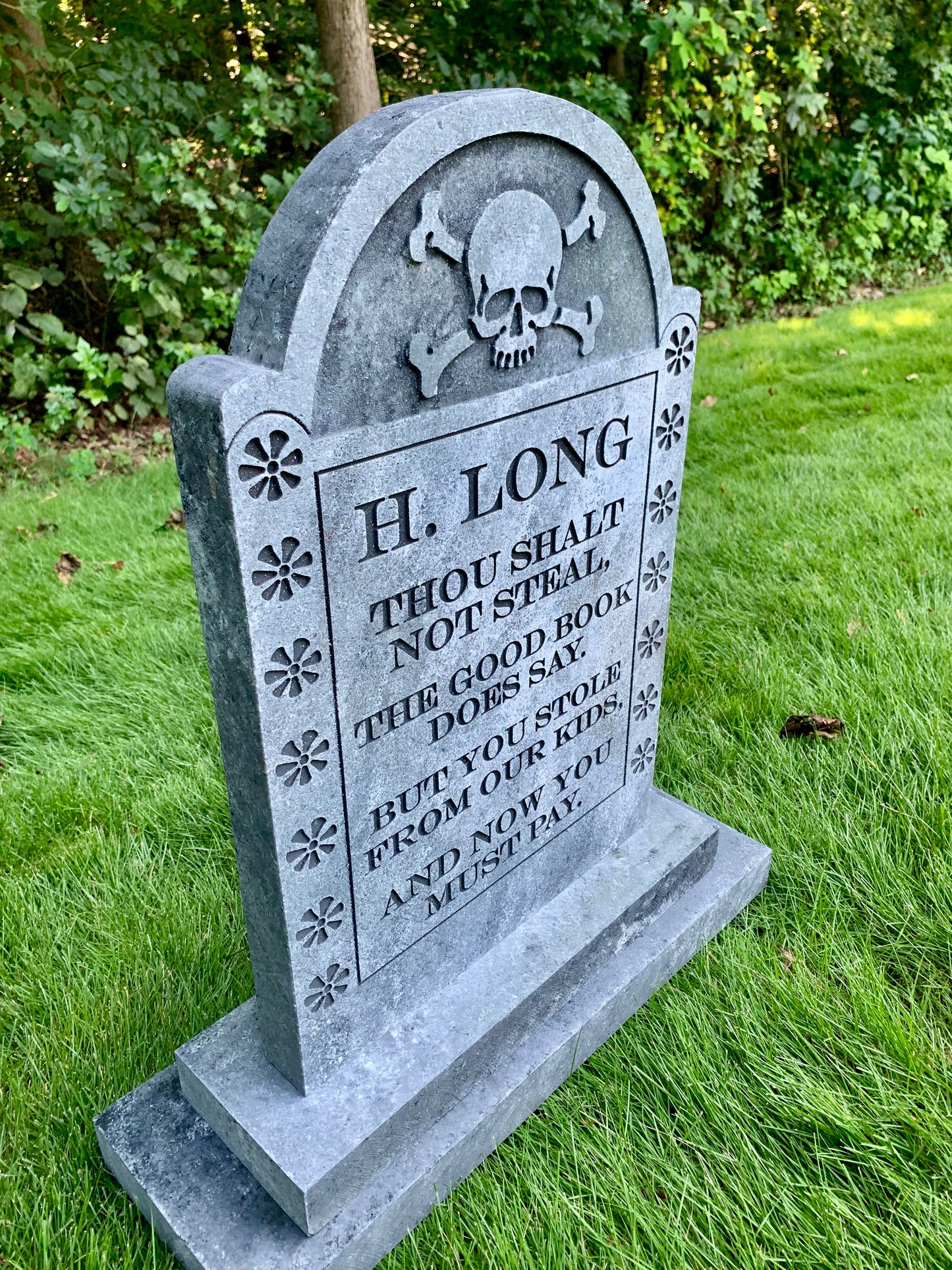 H. Long "Thou Shalt Not Steal" Macabre Tombstone