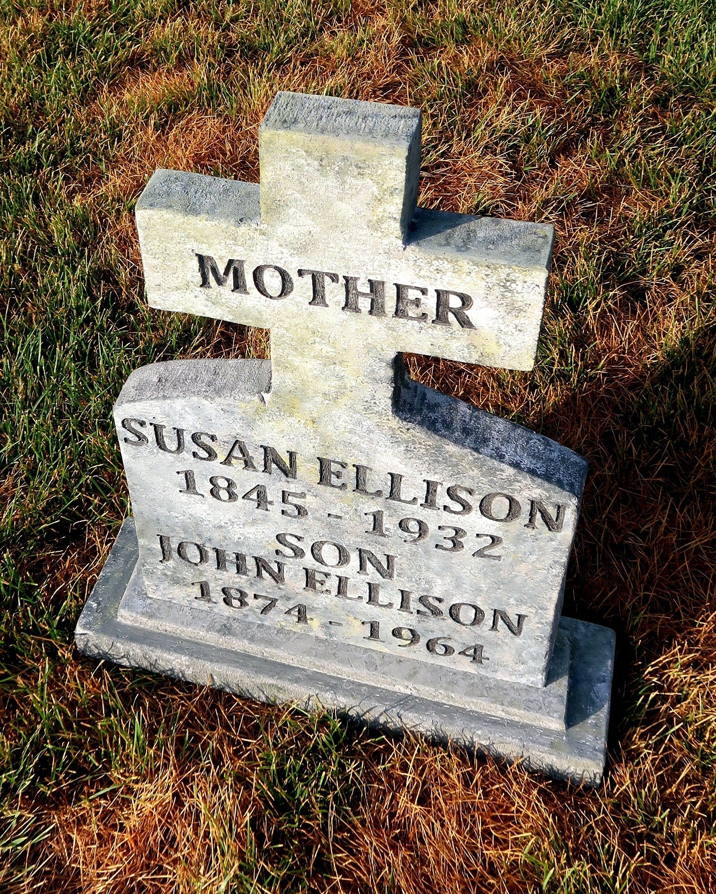 Mother-Son Tombstone Cemetery Prop