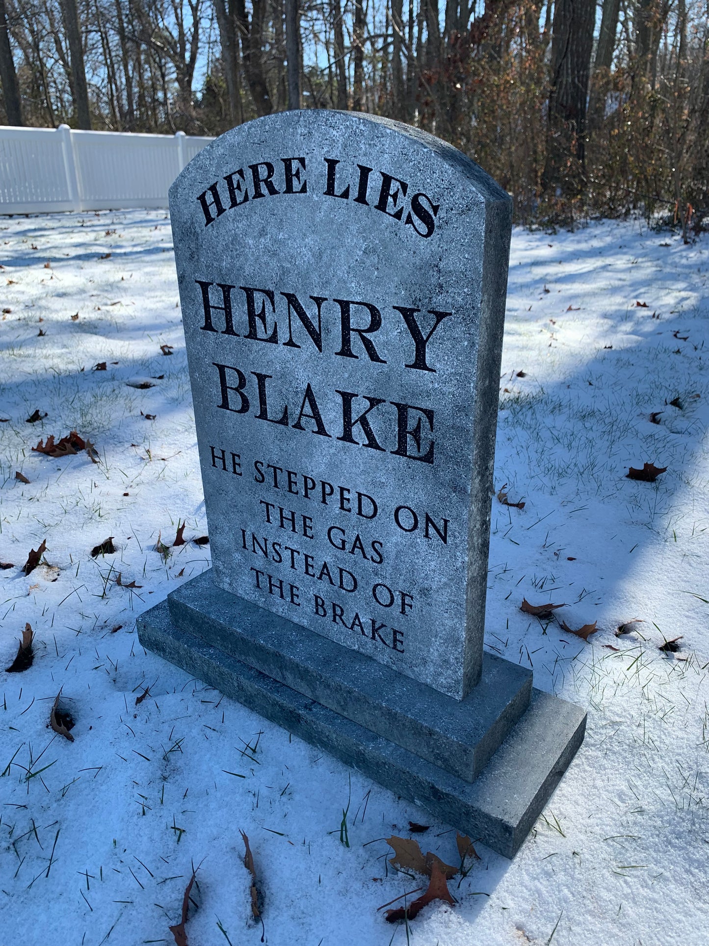 Henry Blake Stepped on the Gas Funny Halloween Tombstone