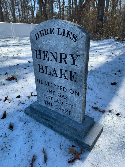 Henry Blake Stepped on the Gas Funny Halloween Tombstone