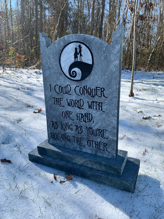 Nightmare Before Christmas Jack and Sally Moon and Poem Halloween Tombstone