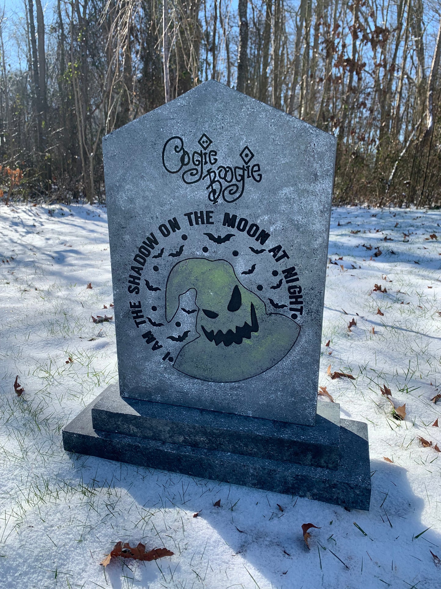 Nightmare Before Christmas Oogie Boogie Shadow on the Moon Halloween Tombstone