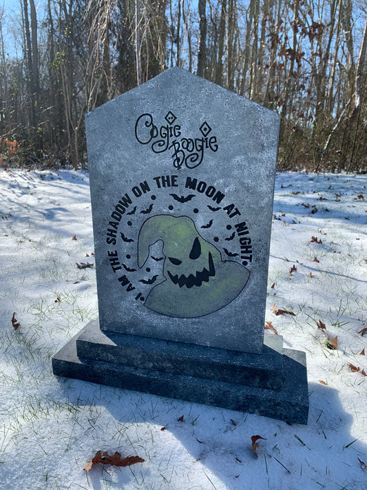 Nightmare Before Christmas Oogie Boogie Shadow on the Moon Halloween Tombstone
