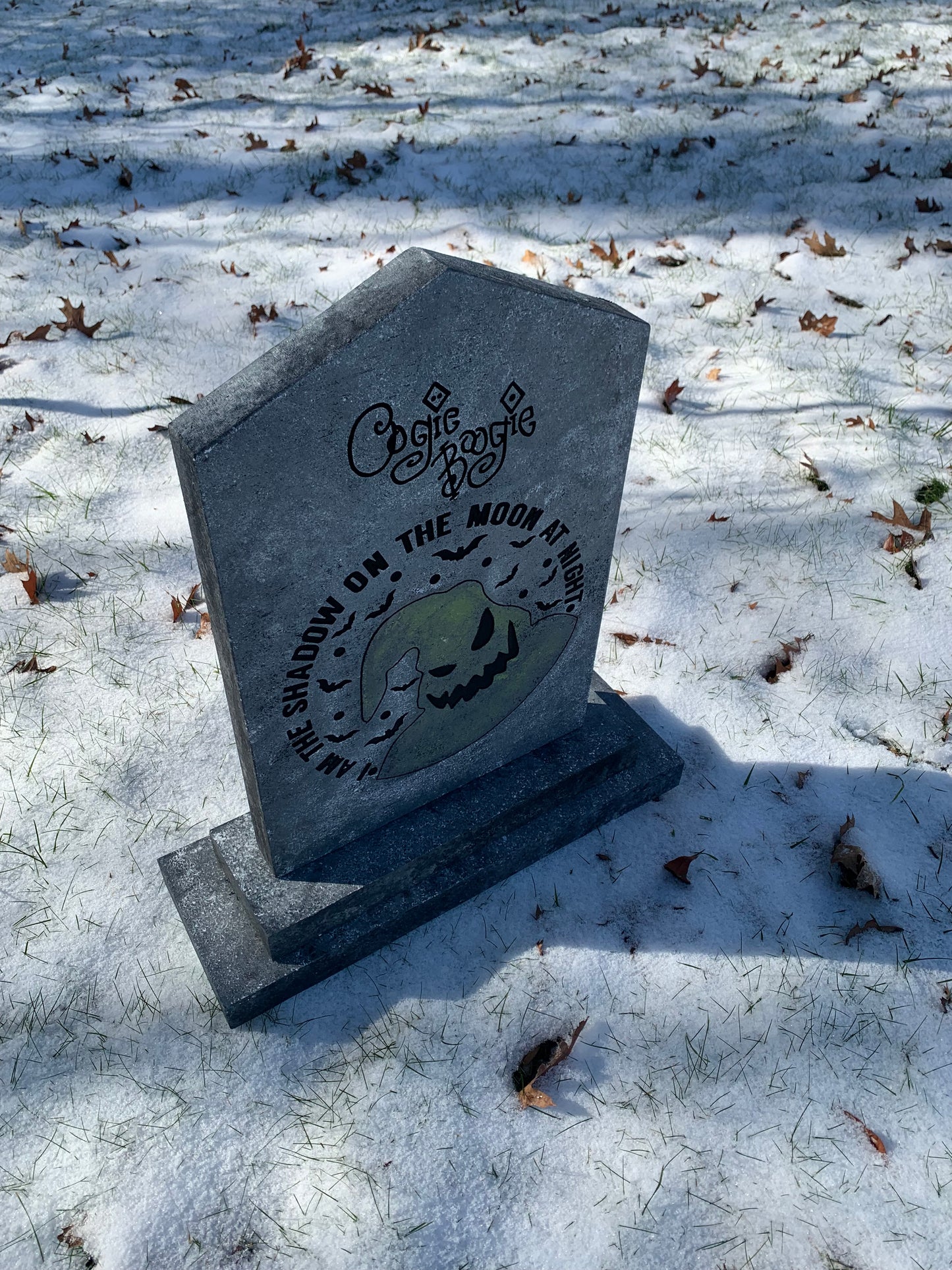 Nightmare Before Christmas Oogie Boogie Shadow on the Moon Halloween Tombstone