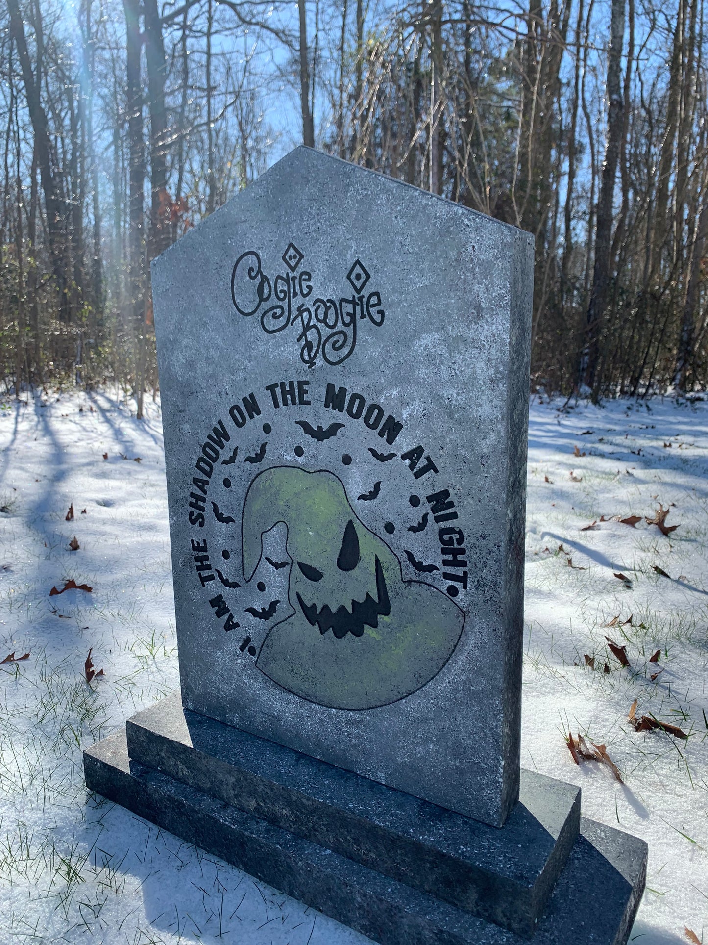 Nightmare Before Christmas Oogie Boogie Shadow on the Moon Halloween Tombstone