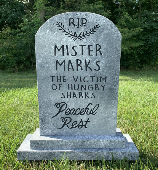 Mister Marks Victim of Sharks Tombstone Prop