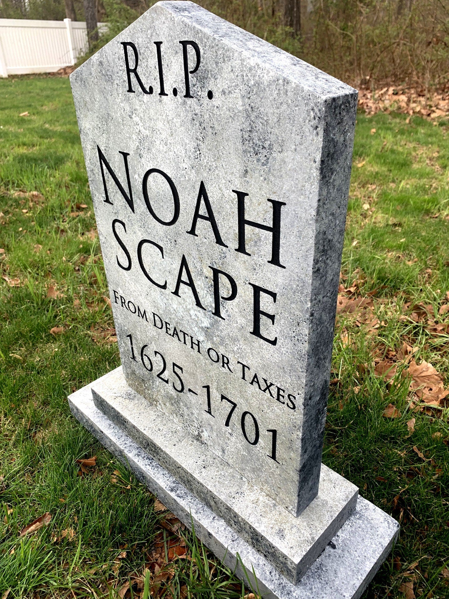 Noah Scape from Death or Taxes Funny Halloween Tombstone